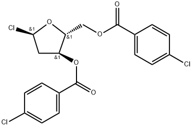1-氯-2-脱氧-3,5-二-O-对氯苯甲酰基-D-核糖, 21740-23-8, 结构式