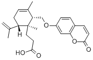 3-[(1S,2S,6S)-6-ISOPROPENYL-1,3-DIMETHYL-2-(2-OXO-2H-CHROMEN-7-YLOXYMETHYL)-CYCLOHEX-3-ENYL]-PROPIONIC ACID Struktur