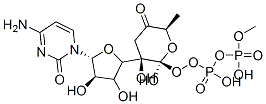 [(2R,3R,4R,5R)-5-(4-amino-2-oxo-pyrimidin-1-yl)-3,4-dihydroxy-oxolan-2-yl]methoxy-[hydroxy-[(2R,3R,6R)-3-hydroxy-6-methyl-5-oxo-oxan-2-yl]oxy-phosphoryl]oxy-phosphinic acid Struktur