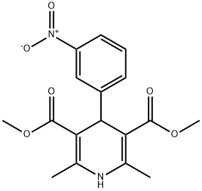 4-(3-ニトロフェニル)-1,4-ジヒドロ-2,6-ジメチルピリジン-3,5-ジカルボン酸ジメチル 化学構造式