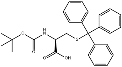 N-叔丁氧羰基-S-三苯甲基-L-半胱氨酸, 21947-98-8, 结构式