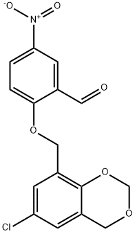 2-[(6-CHLORO-4H-1,3-BENZODIOXIN-8-YL)METHOXY]-5-NITROBENZALDEHYDE Structure