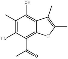 (4,6-ジヒドロキシ-2,3,5-トリメチルベンゾフラン-7-イル)(メチル)ケトン 化学構造式