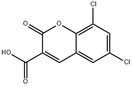 6,8-ジクロロ-2-オキソ-2H-クロメン-3-カルボン酸 化学構造式