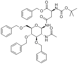 NΩ-(2-乙酰氨基-3,4,6-三-O-苄基-2-脱氧-Β-D-吡喃葡萄糖酰基)-NΑ-(叔丁氧羰基)-L-天冬酰胺苄酯, 219968-28-2, 结构式