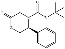 (5S)-N-(叔丁氧羰基)-3,4,5,6-四氢-5-苯基-4(H)-1,4-恶嗪-2-酮, 220077-24-7, 结构式