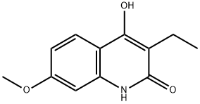 3-エチル-4-ヒドロキシ-7-メトキシキノリン-2(1H)-オン 化学構造式