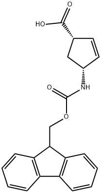 (-)-(1S,4R)-N-FMOC-4-アミノシクロペント-2-エンカルボン酸 化学構造式