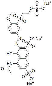 5-(アセチルアミノ)-4-ヒドロキシ-3-[[4-メトキシ-3-[[2-(ソジオスルホオキシ)エチル]スルホニル]フェニル]アゾ]-2,7-ナフタレンジスルホン酸ジナトリウム 化学構造式