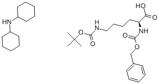 N2-[(ベンジルオキシ)カルボニル]-N6-[(tert-ブトキシ)カルボニル]-L-リシン・ジシクロヘキシルアミン 化学構造式