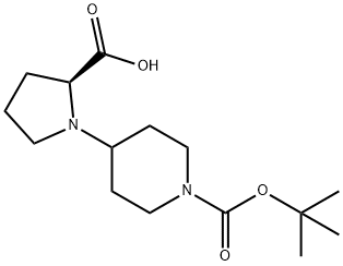 1-[1-(TERT-ブチルトキシカルボニル)-4-ピペリジニル]-L-プロリン 化学構造式