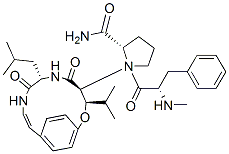 1-(N-Methyl-L-phenylalanyl)-N-[(3R,4S,7S)-3-isopropyl-7-(2-methylpropyl)-5,8-dioxo-2-oxa-6,9-diazabicyclo[10.2.2]hexadeca-10,12,14(1),15-tetren-4-yl]-L-prolinamide Structure