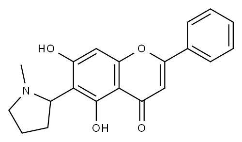 5,7-Dihydroxy-6-(1-methyl-2-pyrrolidinyl)flavone 结构式