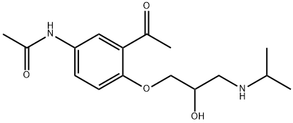 (±)-N-[3-acetyl-4-[2-hydroxy-3-[(1-methylethyl)amino]propoxy]phenyl]acetamide Struktur