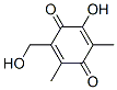 2-ヒドロキシ-6-ヒドロキシメチル-3,5-ジメチル-2,5-シクロヘキサジエン-1,4-ジオン 化学構造式