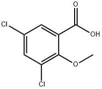3,5-ジクロロ-2-メトキシ安息香酸 化学構造式