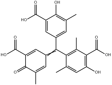 3-[(3-Carboxy-4-hydroxy-5-methylphenyl)(3-carboxy-5-methyl-4-oxo-2,5-cyclohexadien-1-ylidene)methyl]-6-hydroxy-2,4-dimethylbenzoic acid 结构式