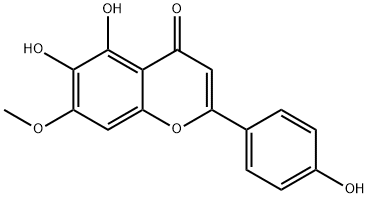 5,6-ジヒドロキシ-2-(4-ヒドロキシフェニル)-7-メトキシ-4H-1-ベンゾピラン-4-オン 化学構造式