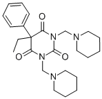 1,3-ビス(ピペリジノメチル)-5-エチル-5-フェニルバルビツル酸 化学構造式