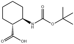 BOC-(±)-TRANS-2-アミノシクロヘキサン-1-カルボン酸 化学構造式