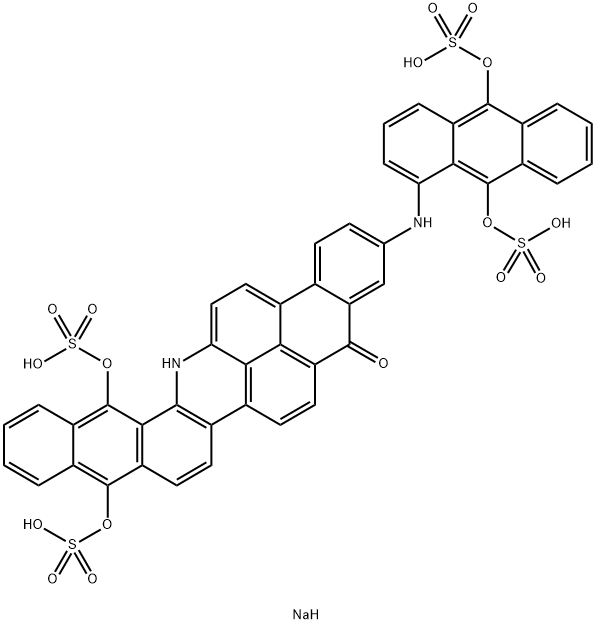 tetrasodium 3-[(9,10-dihydroxy-1-anthryl)amino]-10,15-dihydroxyanthra[2,1,9-mna]naphth[2,3-h]acridin-5(16H)-one tetrakis(sulphate) Structure