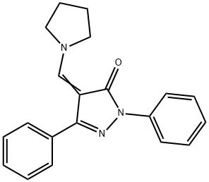 2,5-Diphenyl-4-(1-pyrrolidinylmethylene)-2H-pyrazol-3(4H)-one Structure