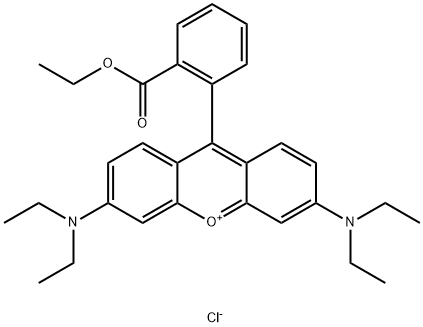 [3,6-ビス(ジエチルアミノ)-9-[2-(エトキシカルボニル)フェニル]キサンチリウム]·クロリド 化学構造式