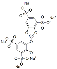 pentasodium 2-(2-oxido-3,5-disulphonatophenoxy)-1,3,2-benzodioxastibole-4,6-disulphonate Structure
