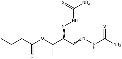 3,4-bis(carbamothioylhydrazinylidene)butan-2-yl butanoate 结构式