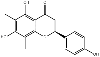 (2S)-6,8-ジメチル-4',5,7-トリヒドロキシフラバノン 化学構造式
