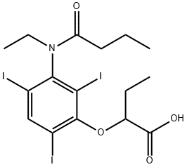 2-[3-(N-Ethylbutyrylamino)-2,4,6-triiodophenoxy]butyric acid Structure