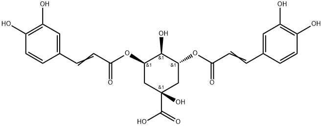 3β,5α-ビス[3-(3,4-ジヒドロキシフェニル)アクリロイルオキシ]-1,4α-ジヒドロキシシクロヘキサン-1β-カルボン酸 化学構造式
