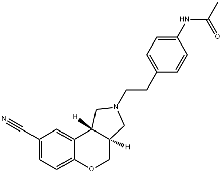 2-[4-(アセチルアミノ)フェネチル]-1,2,3,3aβ,4,9bα-ヘキサヒドロ[1]ベンゾピラノ[3,4-c]ピロール-8-カルボニトリル 化学構造式