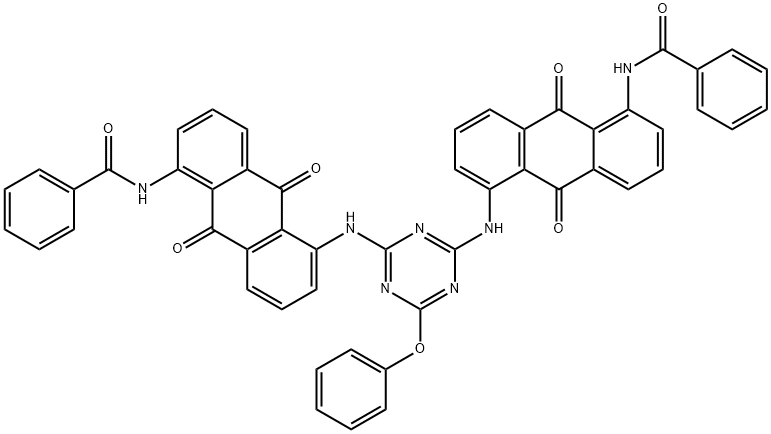 1,1'-[(6-苯氧基-S-三嗪-2,4-二基)二亚胺]二[5-苯甲酰胺基-蒽醌] 结构式