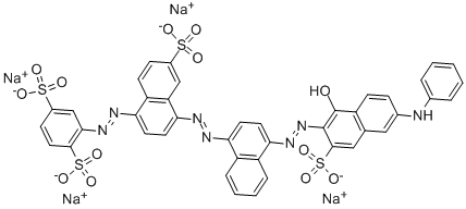 2-[[4-[[4-[(1-ヒドロキシ-6-フェニルアミノ-3-ソジオスルホ-2-ナフタレニル)アゾ]-1-ナフタレニル]アゾ]-6-ソジオスルホ-1-ナフタレニル]アゾ]ベンゼン-1,4-ジスルホン酸二ナトリウム