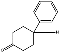 4-オキソ-1-フェニルシクロヘキサンカルボニトリル 化学構造式