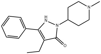 4-エチル-1,2-ジヒドロ-2-(1-メチルピペリジン-4-イル)-5-フェニル-3H-ピラゾール-3-オン 化学構造式