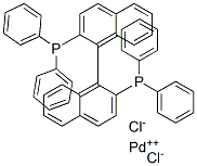 DICHLORO[2,2′-BIS(DIPHENYLPHOSPHINO)-1,1′-BINAPHTHYL]PALLADIUM(II), 253157-79-8, 结构式