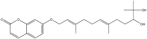 (-)-7-[[(2E,6E)-10,11-Dihydroxy-3,7,11-trimethyldodeca-2,6-dienyl]oxy]-2H-1-benzopyran-2-one Structure