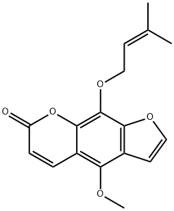 4-メトキシ-9-[(3-メチル-2-ブテニル)オキシ]-7H-フロ[3,2-g][1]ベンゾピラン-7-オン 化学構造式