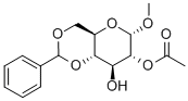 甲基 2-O-乙酰基-4,6-O-亚苄基-ALPHA-D-吡喃葡萄糖苷, 25577-40-6, 结构式