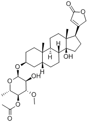 3β-(2-O-アセチル-3-O-メチル-6-デオキシ-α-L-グルコピラノシルオキシ)-14β-ヒドロキシ-5β-カルダ-20(22)-エノリド 化学構造式