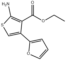 2-アミノ-4-(2-フリル)チオフェン-3-カルボン酸エチル 化学構造式