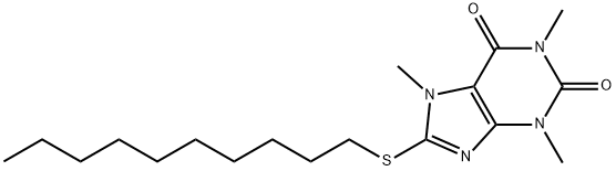 8-(デシルチオ)-3,7-ジヒドロ-1,3,7-トリメチル-1H-プリン-2,6-ジオン 化学構造式
