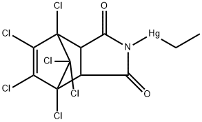 4,5,6,7,8,8-ヘキサクロロ-2-[エチルメルクリオ(II)]-3a,4,7,7a-テトラヒドロ-4,7-メタノ-1H-イソインドール-1,3(2H)-ジオン 化学構造式