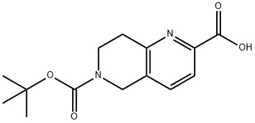 6-(叔丁氧基羰基)-5,6,7,8-四氢-1,6-萘啶-2-羧酸, 259809-49-9, 结构式