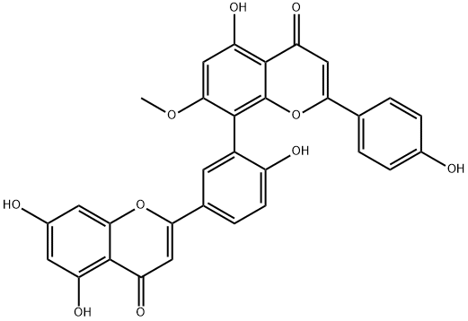 8-[3-(4-Oxo-5,7-dihydroxy-4H-1-benzopyran-2-yl)-6-hydroxyphenyl]-2-(4-hydroxyphenyl)-5-hydroxy-7-methoxy-4H-1-benzopyran-4-one Structure