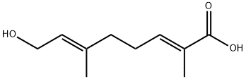 (2E,6E)-8-ヒドロキシ-2,6-ジメチル-2,6-オクタジエン酸 化学構造式