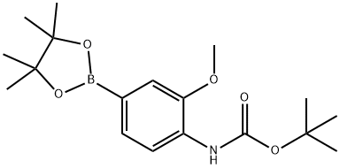 4-(TERT-ブチルトキシカルボニルアミノ)-3-メトキシフェニルボロン酸, ピナコールエステル 化学構造式