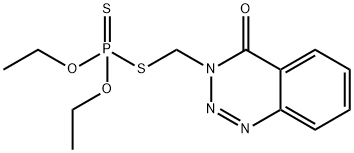 ジチオりん酸O,O-ジエチルS-[(4-オキソ-1,2,3-ベンゾトリアジン-3(4H)-イル)メチル] 化学構造式